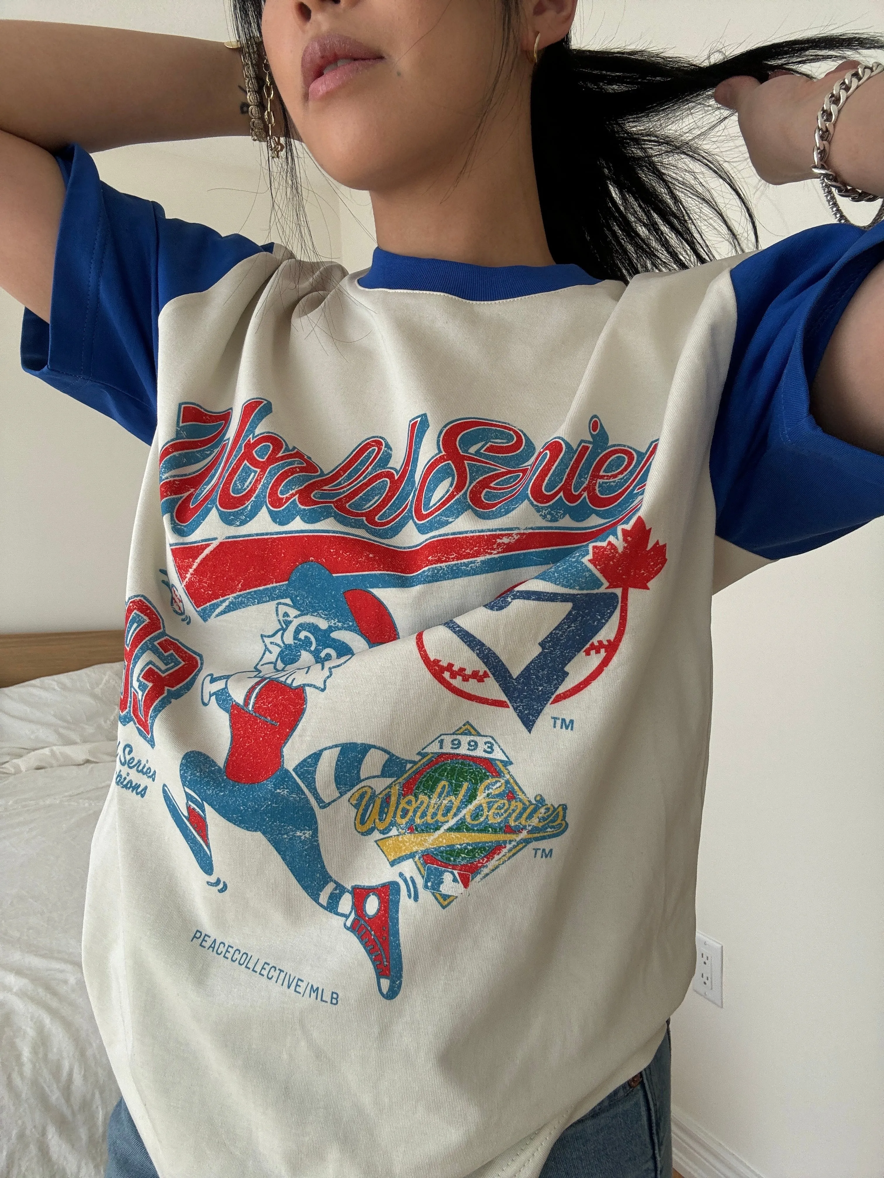 Toronto Blue Jays Raglan Tee - Ivory/Royal sold by Peace-Collective product image thumbnail 4