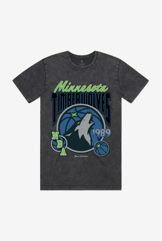 Minnesota Timberwolves Stonewash T-Shirt - Black sold by Peace-Collective