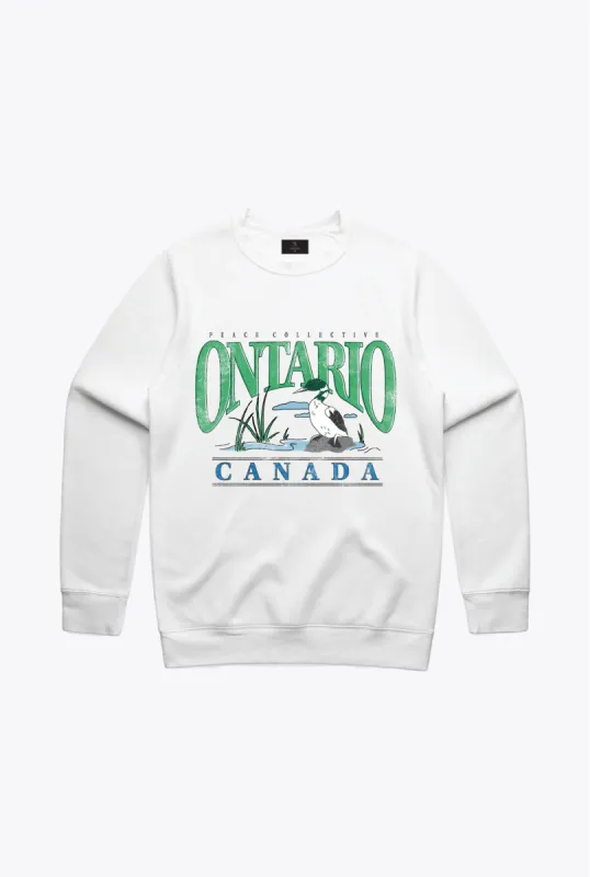Ontario Loon Vintage Crewneck - White sold by Peace-Collective
