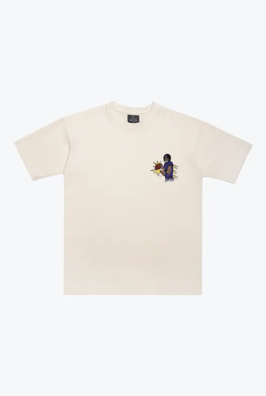 Lamar Jackson Heavyweight T-Shirt - Ivory sold by Peace-Collective