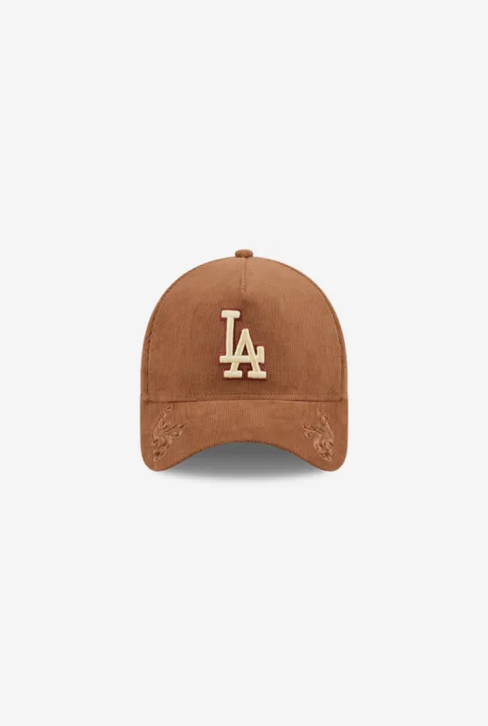 Los Angeles Dodgers Ornamental Corduroy 9FORTY Adjustable Cap - Wheat sold by Peace-Collective