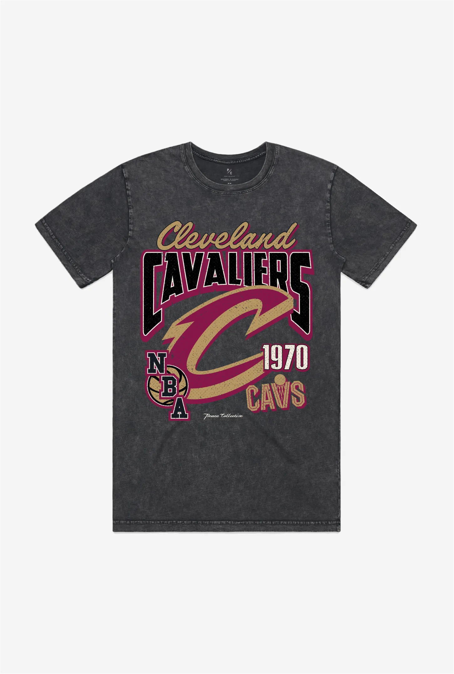 Cleveland Cavaliers Stonewash T-Shirt - Black sold by Peace-Collective