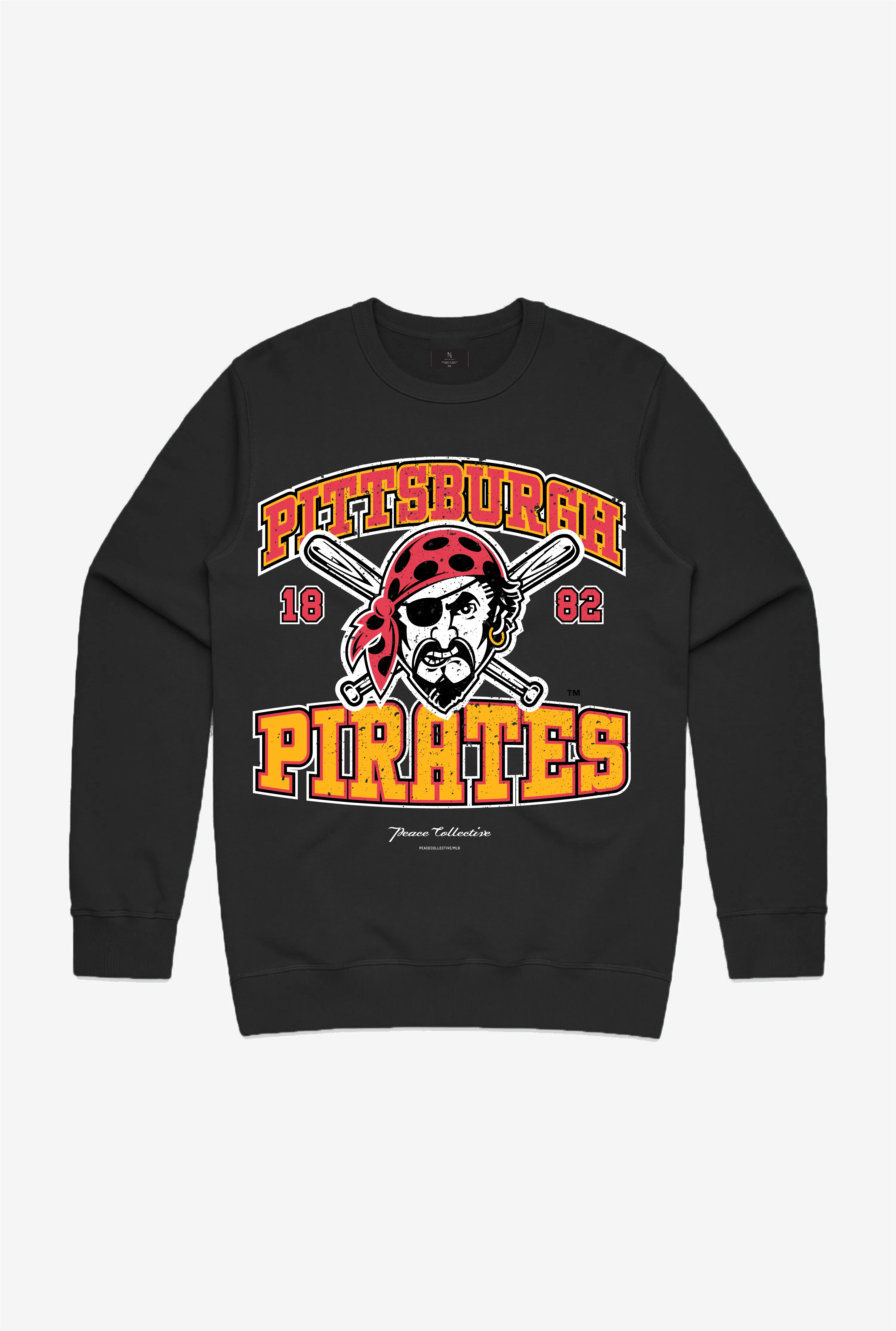 Pittsburgh Pirates Vintage Washed Crewneck - Black sold by Peace-Collective