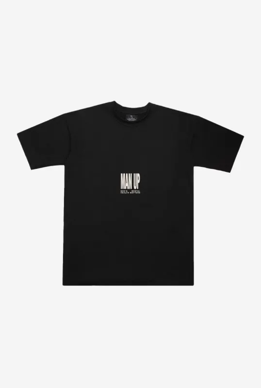 Man Up Heavyweight T-Shirt - Black sold by Peace-Collective