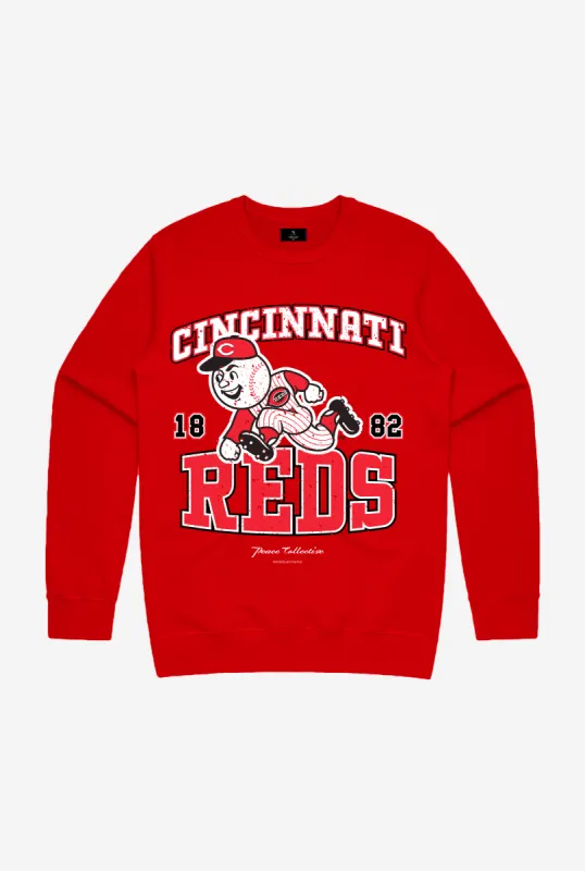 Cincinnati Reds Vintage Washed Crewneck - Red sold by Peace-Collective