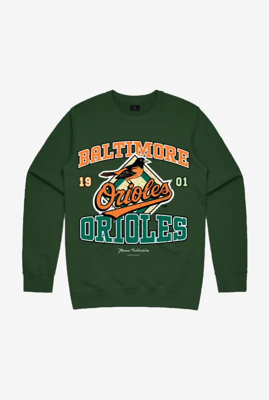 Baltimore Orioles Vintage Washed Crewneck - Forest Green made by Peace-Collective