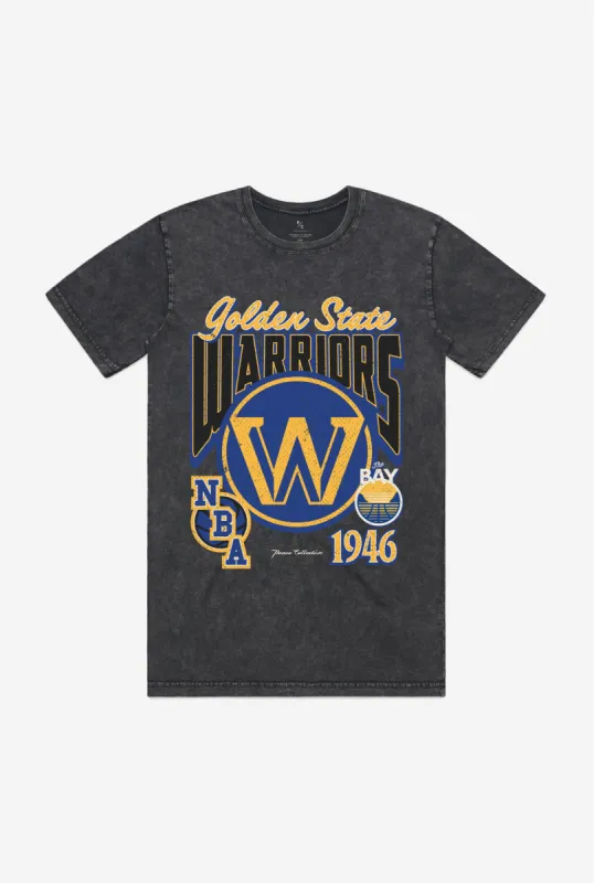 Golden State Warriors Stonewash T-Shirt - Black sold by Peace-Collective