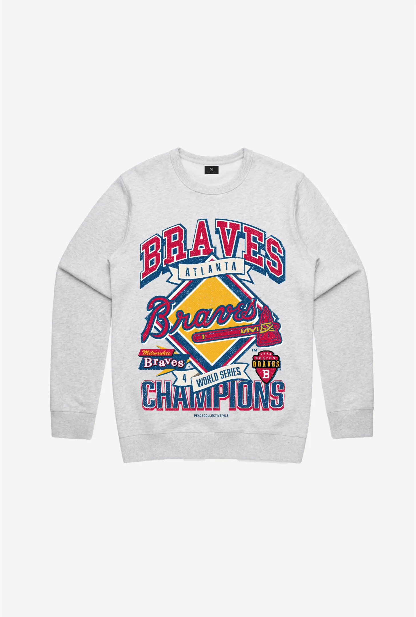 Atlanta Braves Vintage Cooperstown Collection Crewneck - Ash sold by Peace-Collective