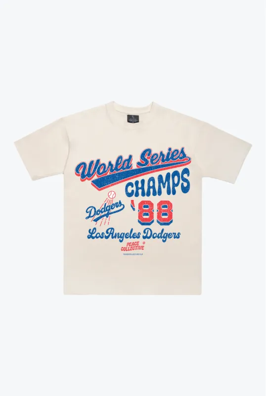 Los Angeles Dodgers '88 World Series Champs T-Shirt - Ivory sold by Peace-Collective