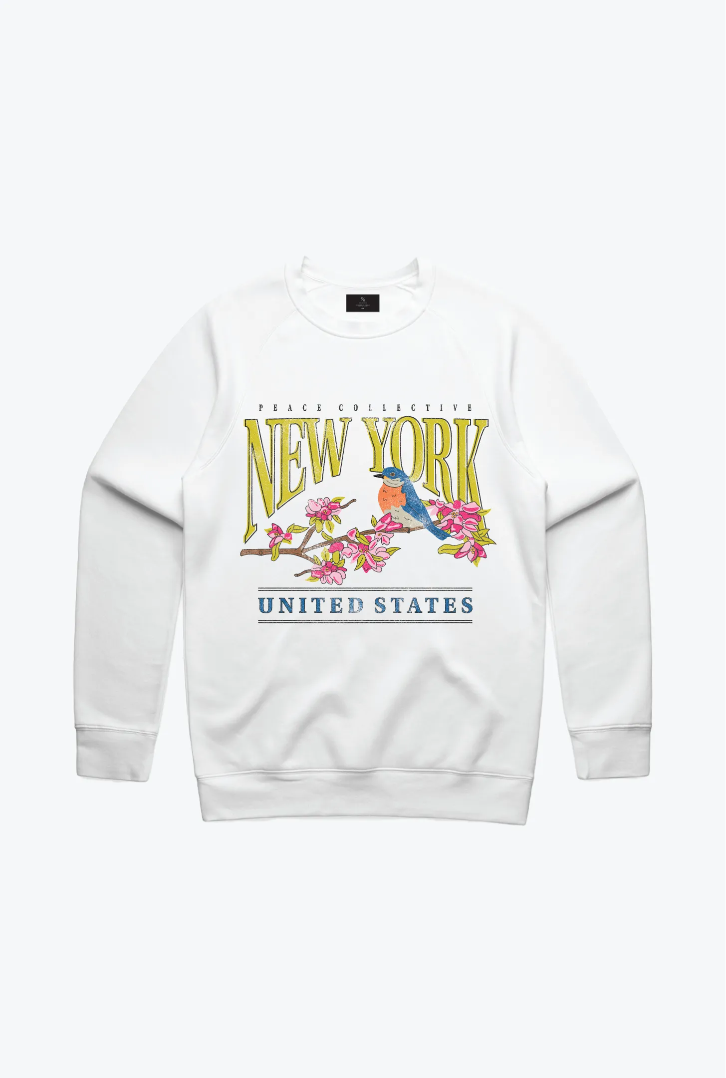 New York Bluebird Vintage Crewneck - White sold by Peace-Collective