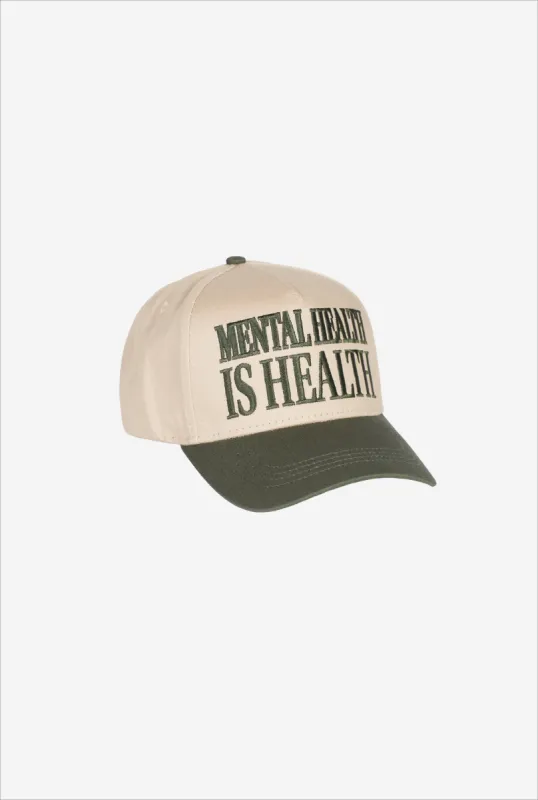 Mental Health is Health A Frame Cap - Cream/Green sold by Peace-Collective