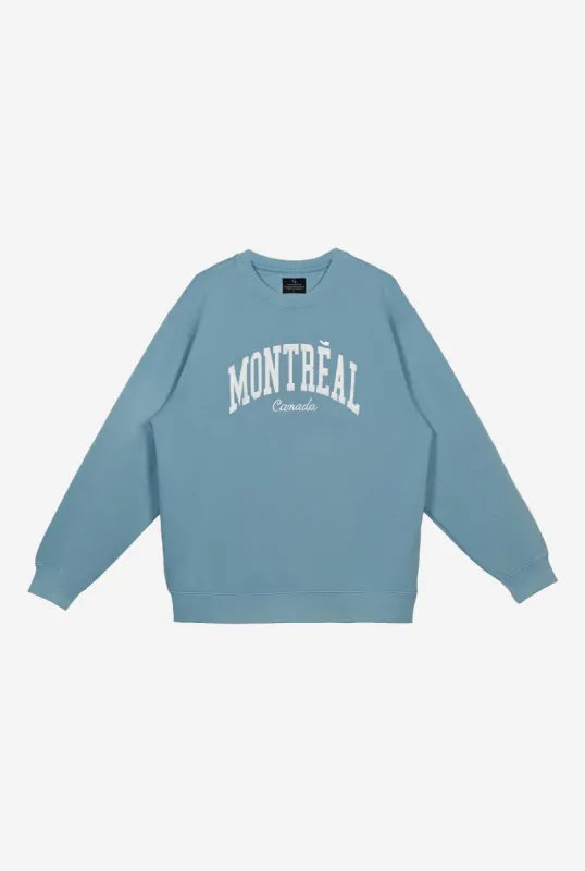 Montreal Tourist Pigment Dye Crewneck - Slate Blue sold by Peace-Collective