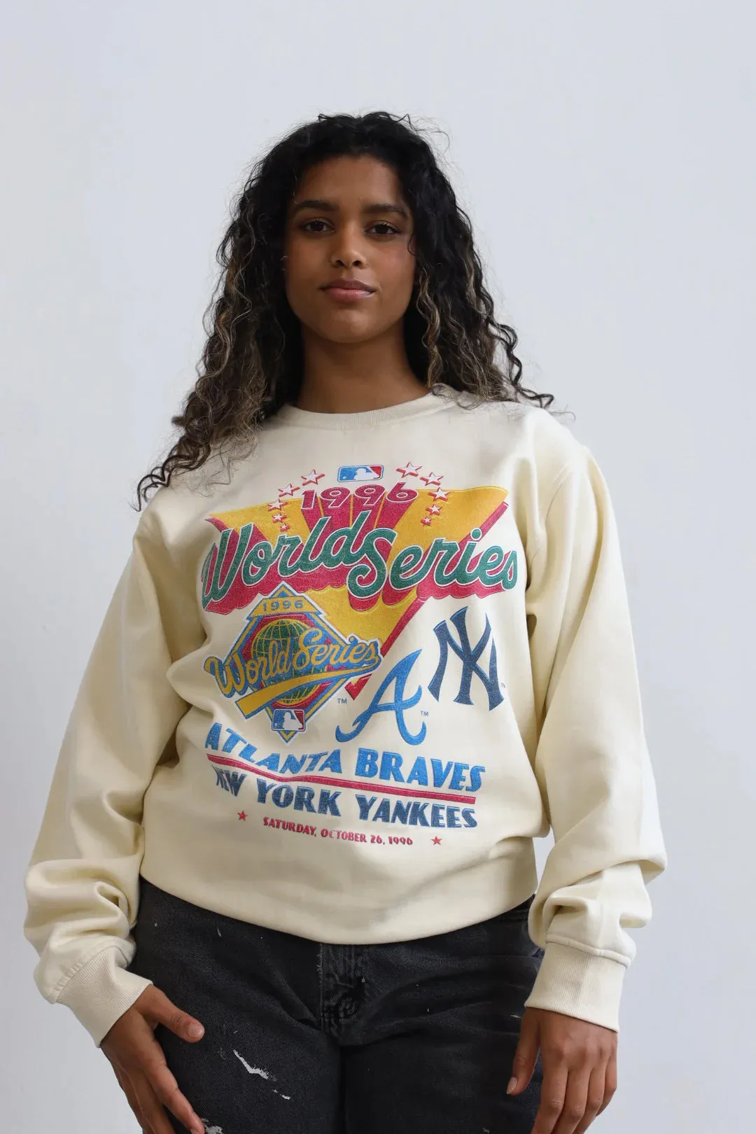 1996 World Series: Atlanta Braves Vs. New York Yankees Crewneck - Ivory sold by Peace-Collective product image thumbnail 2