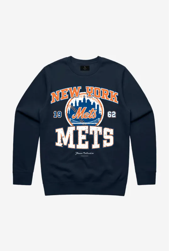 New York Mets Vintage Washed Crewneck - Navy sold by Peace-Collective