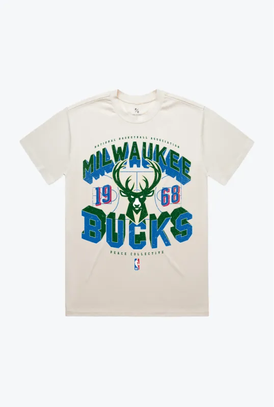 Milwaukee Bucks Court Premium T-Shirt - Ivory sold by Peace-Collective