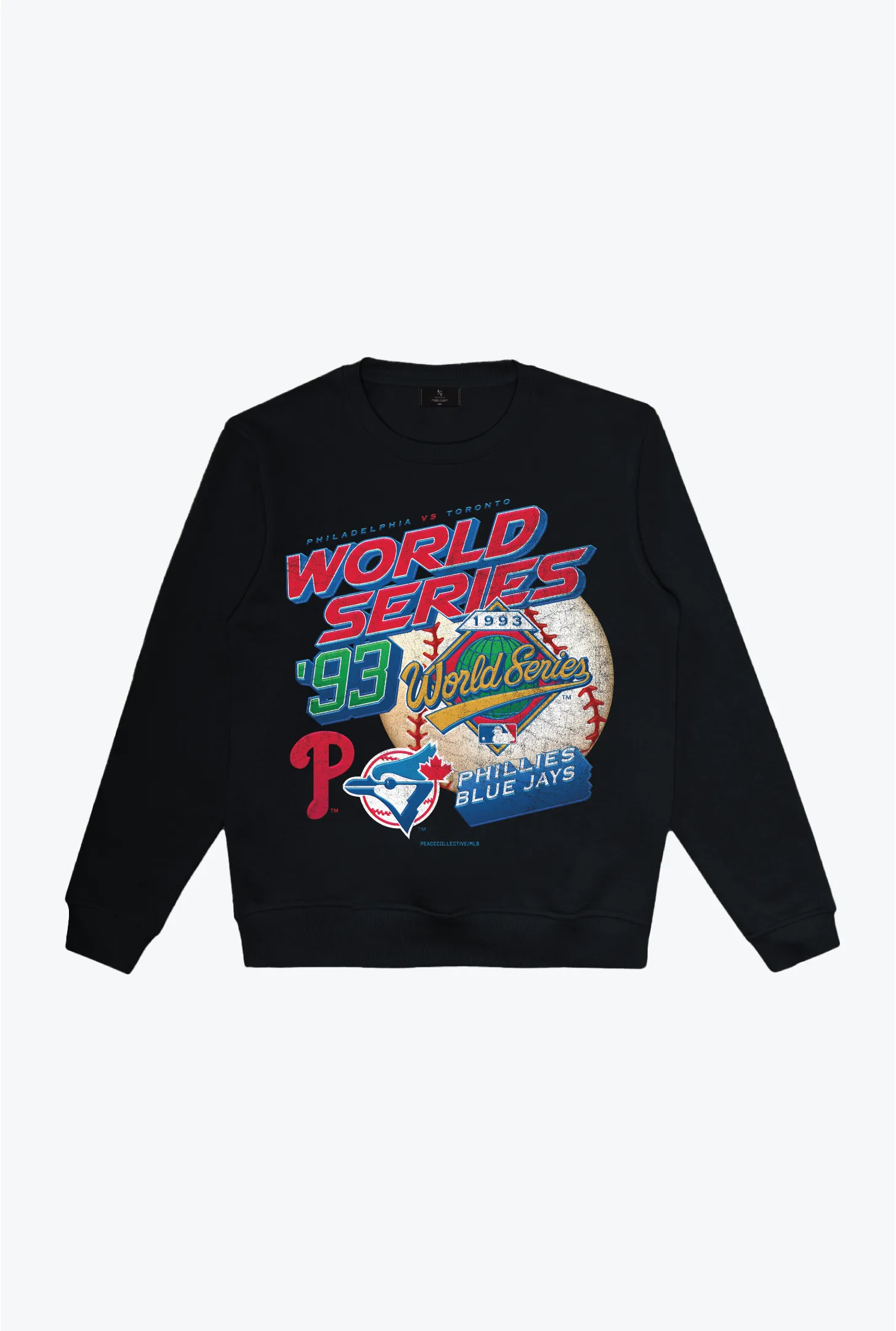 1993 World Series: Toronto Blue Jays Vs. Philadelphia Phillies Crewneck - Black sold by Peace-Collective
