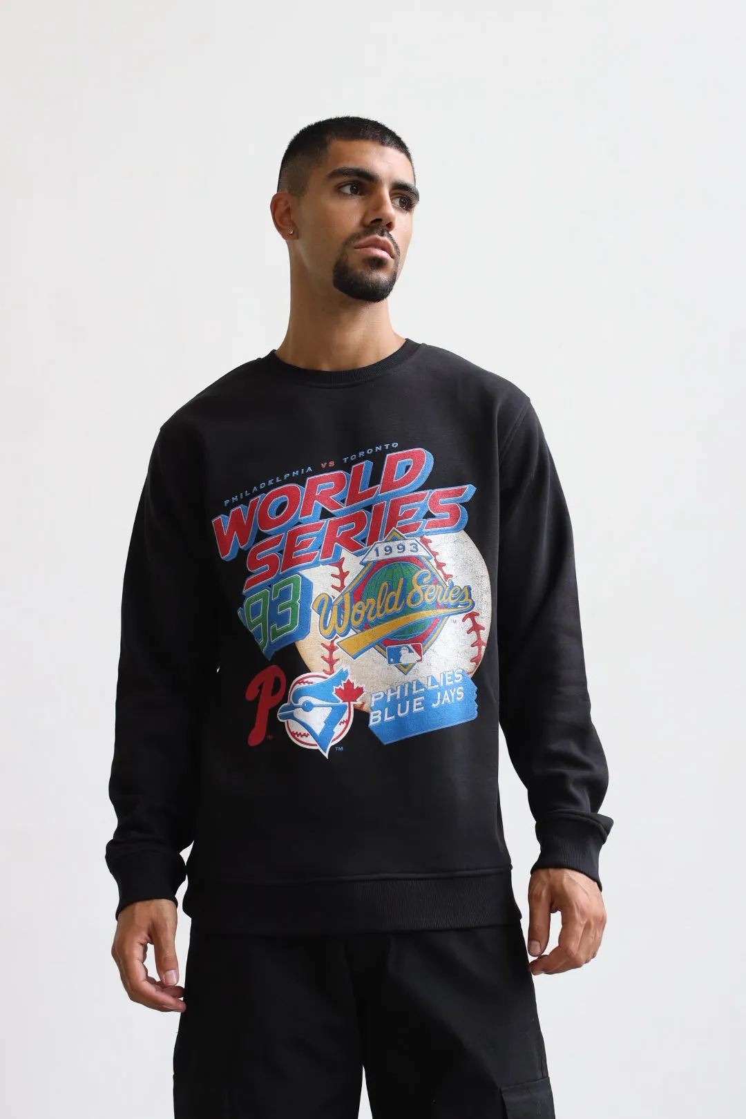 1993 World Series: Toronto Blue Jays Vs. Philadelphia Phillies Crewneck - Black sold by Peace-Collective product image thumbnail 3
