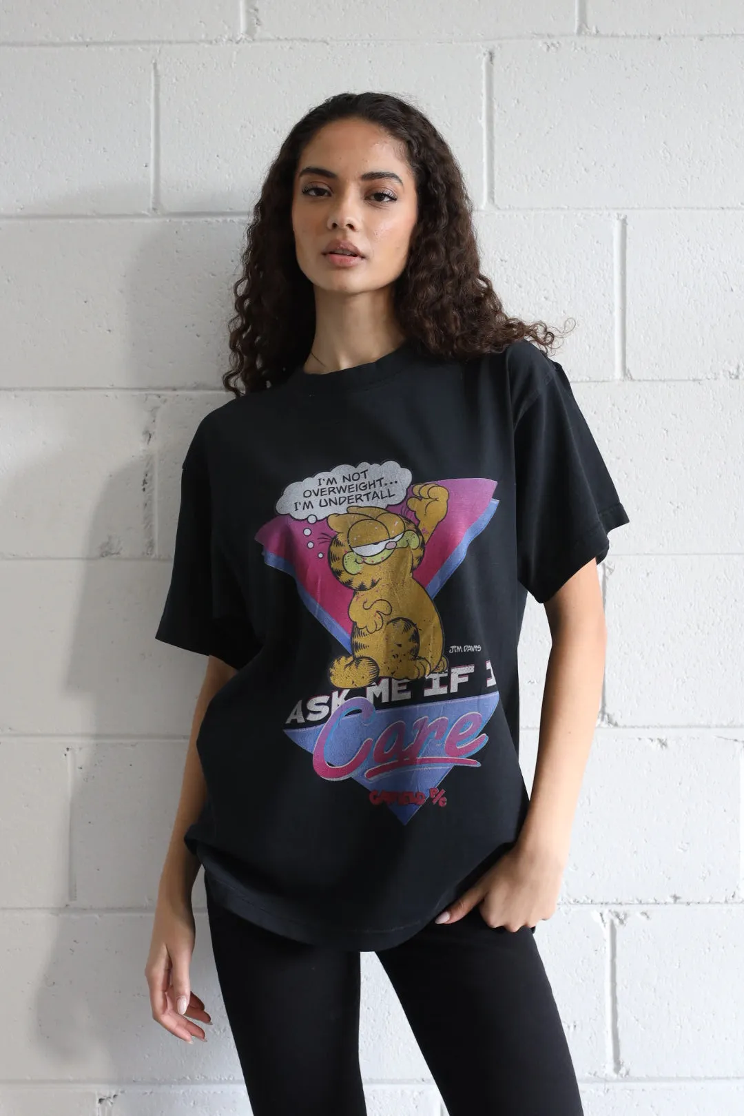 Vintage Garfield "Ask Me If I Care" Pigment Dye Heavyweight T-Shirt - Black sold by Peace-Collective product image thumbnail 4