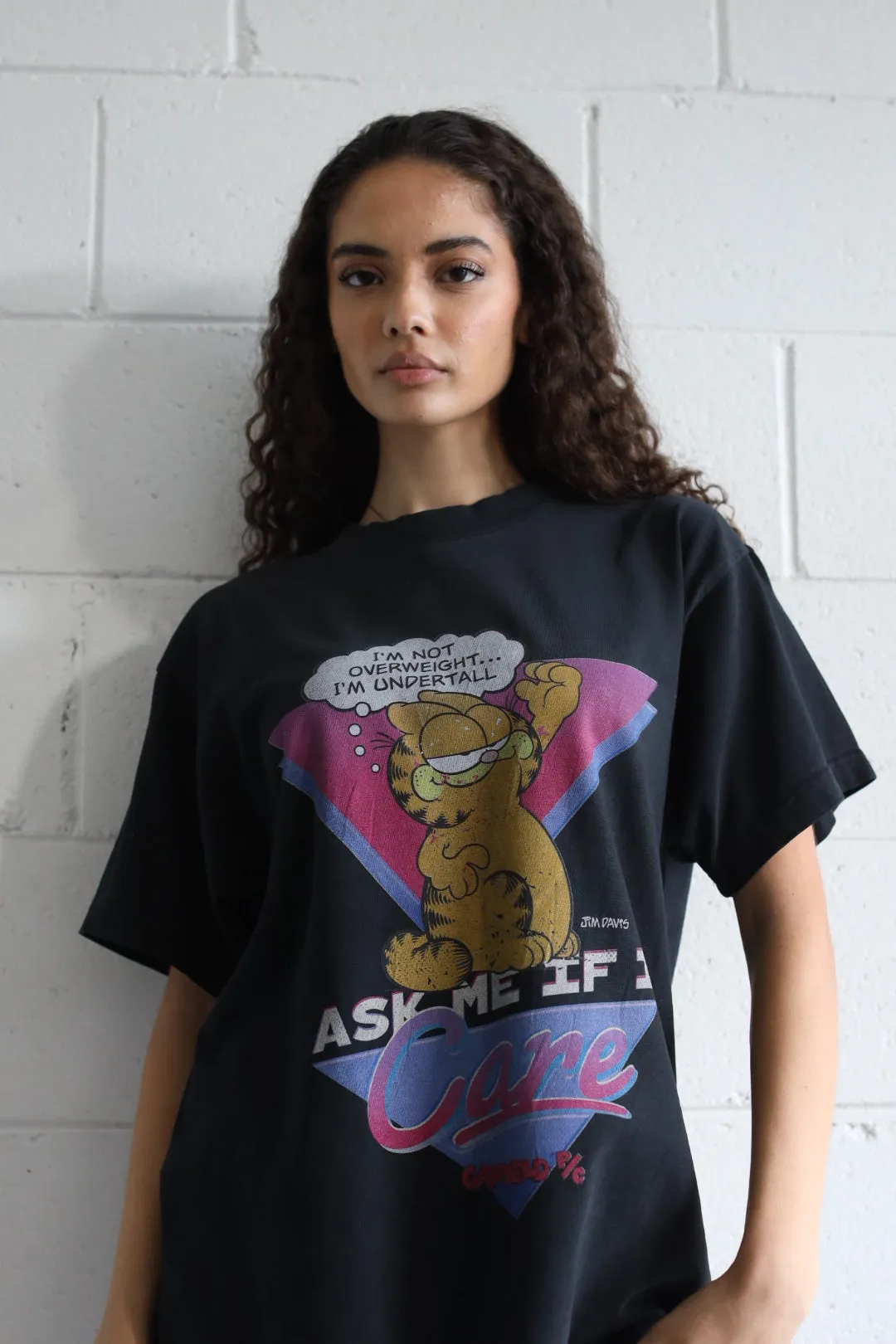 Vintage Garfield "Ask Me If I Care" Pigment Dye Heavyweight T-Shirt - Black sold by Peace-Collective product image thumbnail 3
