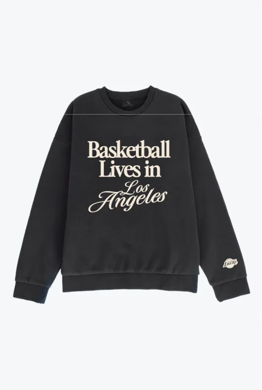 Basketball Lives in Los Angeles SuperHeavy™️ Crewneck - Off Black sold by Peace-Collective