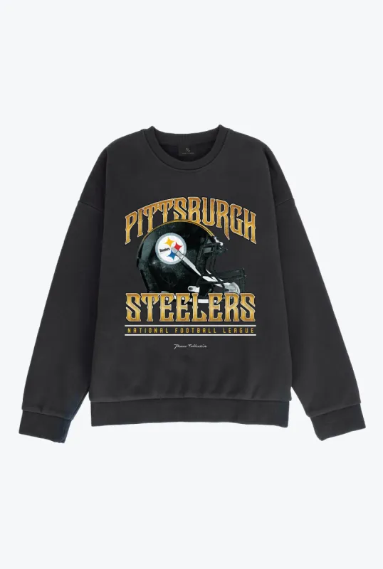Pittsburgh Steelers Helmet SuperHeavy™️ Crewneck - Off Black sold by Peace-Collective