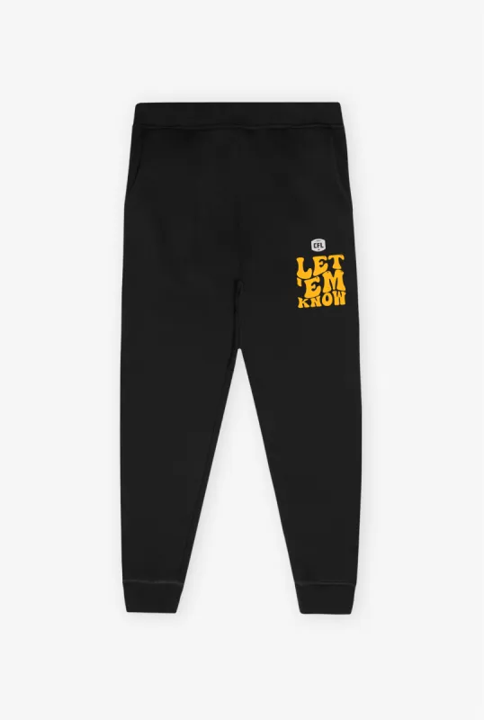 Hamilton Tiger-Cat Let 'em Know Jogger - Black sold by Peace-Collective