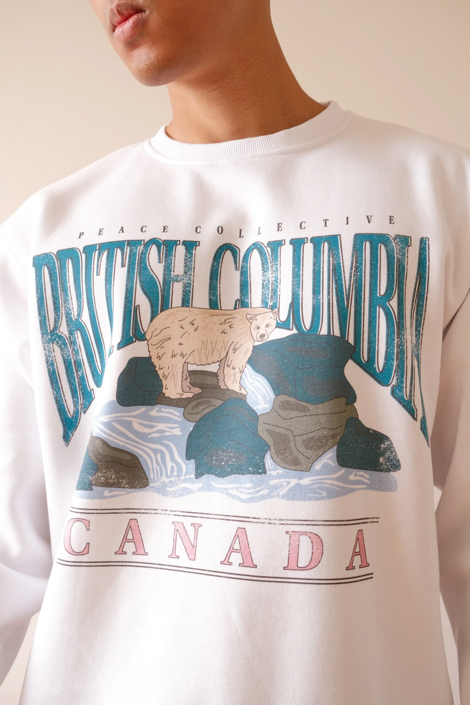 British Columbia Spirit Bear Vintage Crewneck - White sold by Peace-Collective product image thumbnail 3
