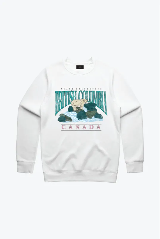 British Columbia Spirit Bear Vintage Crewneck - White sold by Peace-Collective