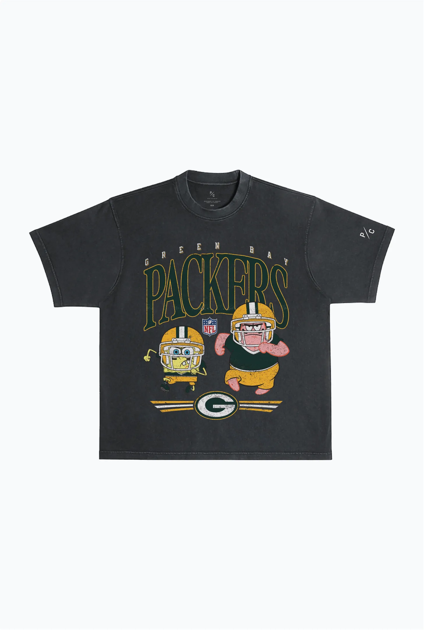 Spongebob & Patrick Rush Heavy Pigment Dye T-Shirt - Green Bay Packers sold by Peace-Collective