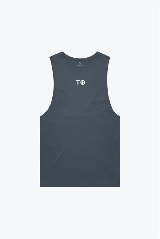 "TO" Peace Sign Barnard Tank - Petrol Blue sold by Peace-Collective