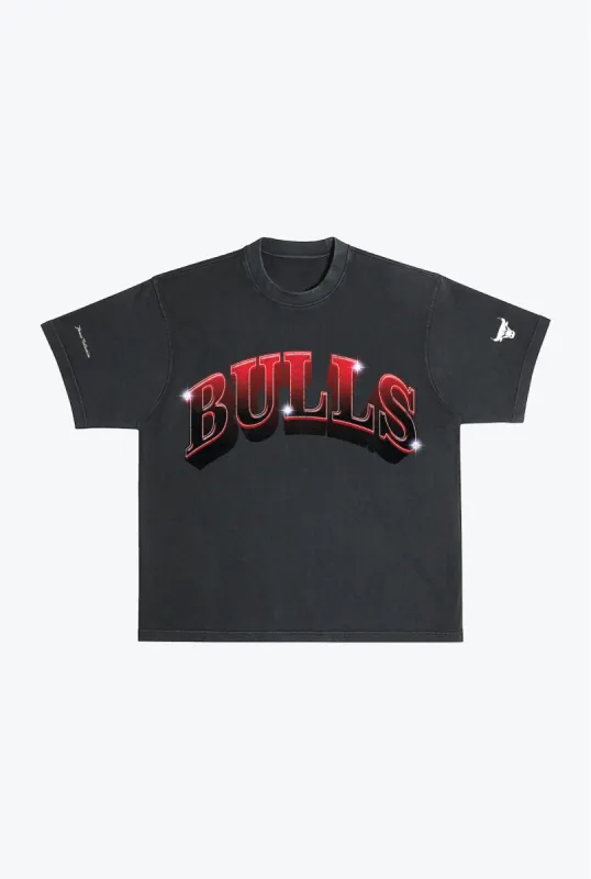 Chicago Bulls Graffiti Pigment Dye Heavyweight T-Shirt - Black sold by Peace-Collective