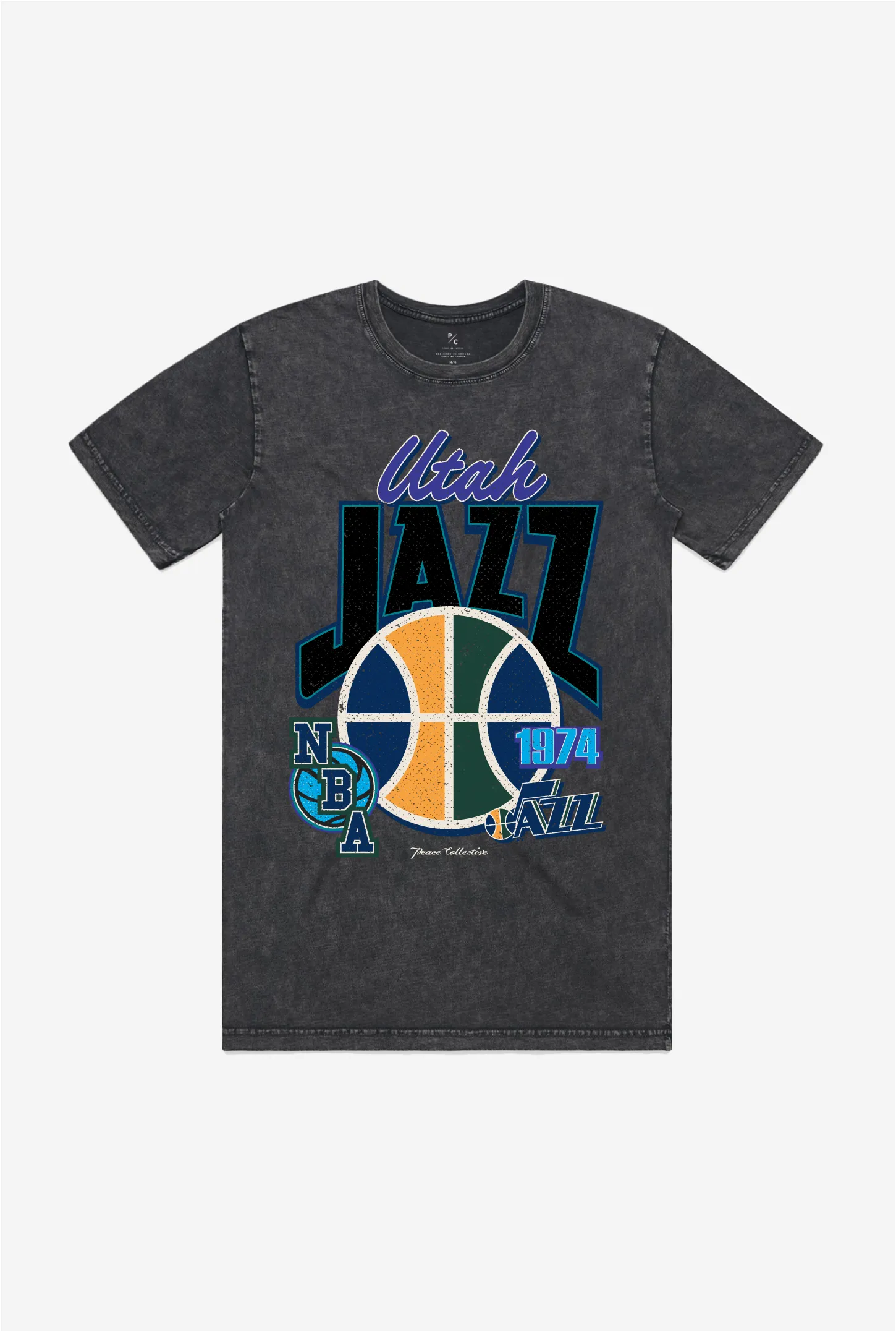 Utah Jazz Stonewash T-Shirt - Black sold by Peace-Collective