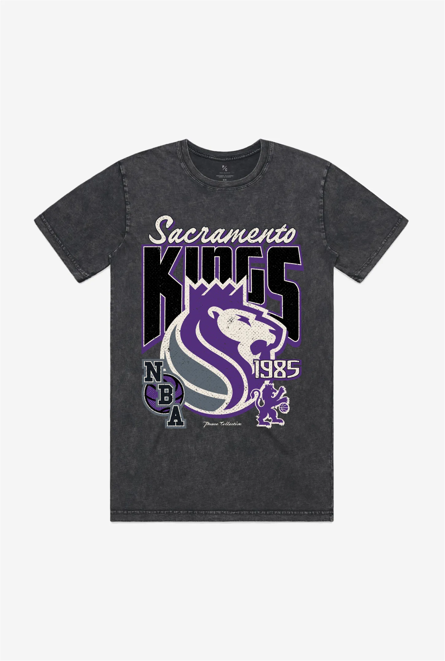 Sacramento Kings Stonewash T-Shirt - Black sold by Peace-Collective