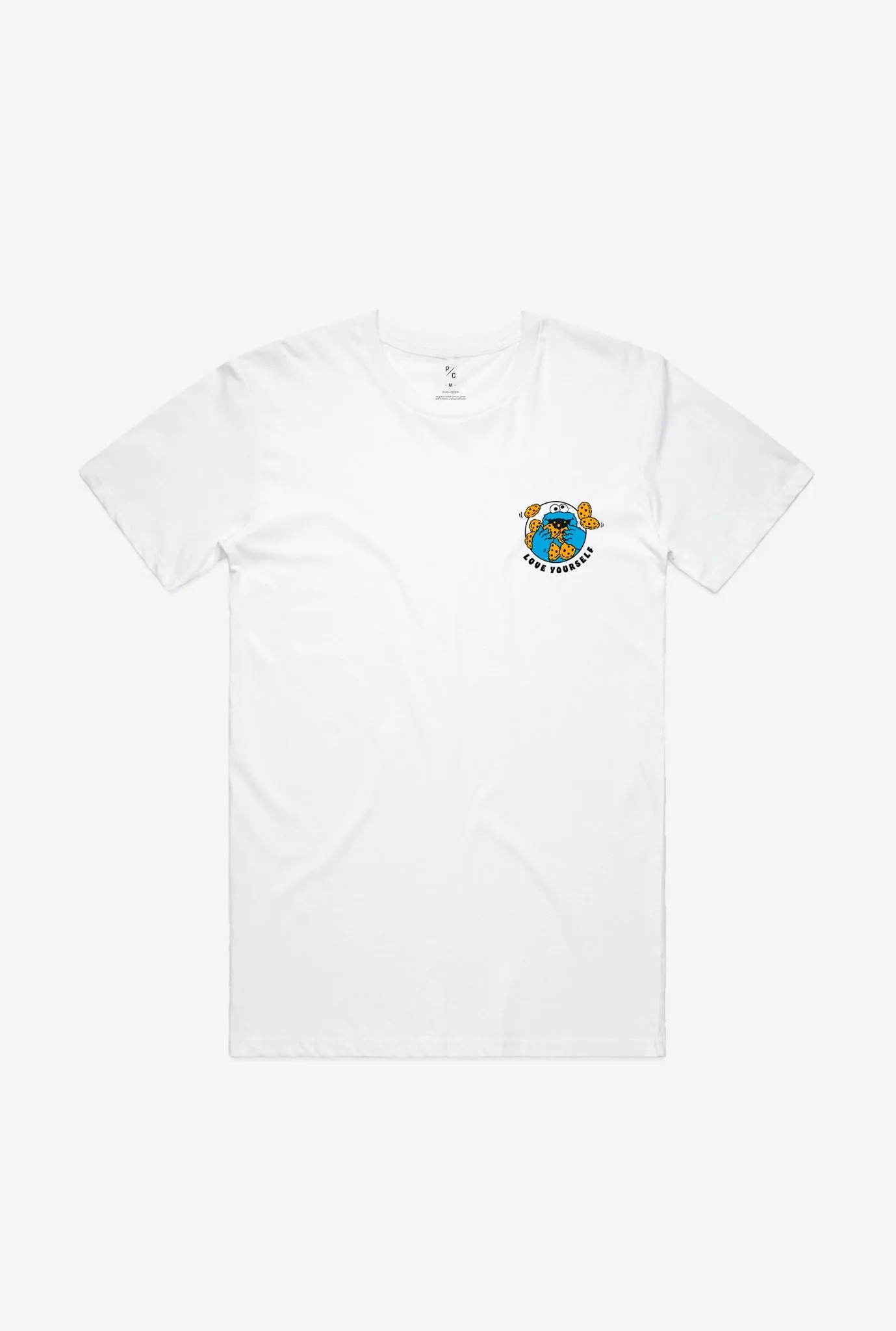 Love Yourself Cookie Monster T-Shirt - White sold by Peace-Collective