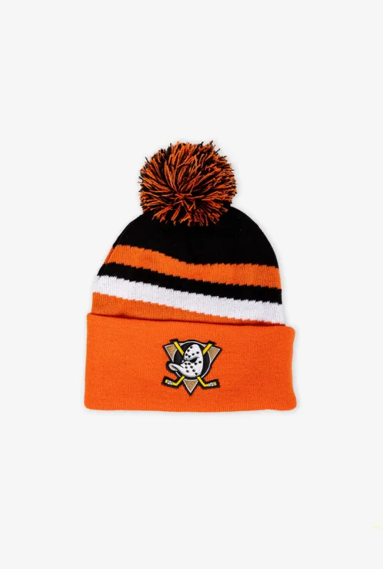 Anaheim Ducks Pom Stripe Knit Toque - Orange/Black sold by Peace-Collective
