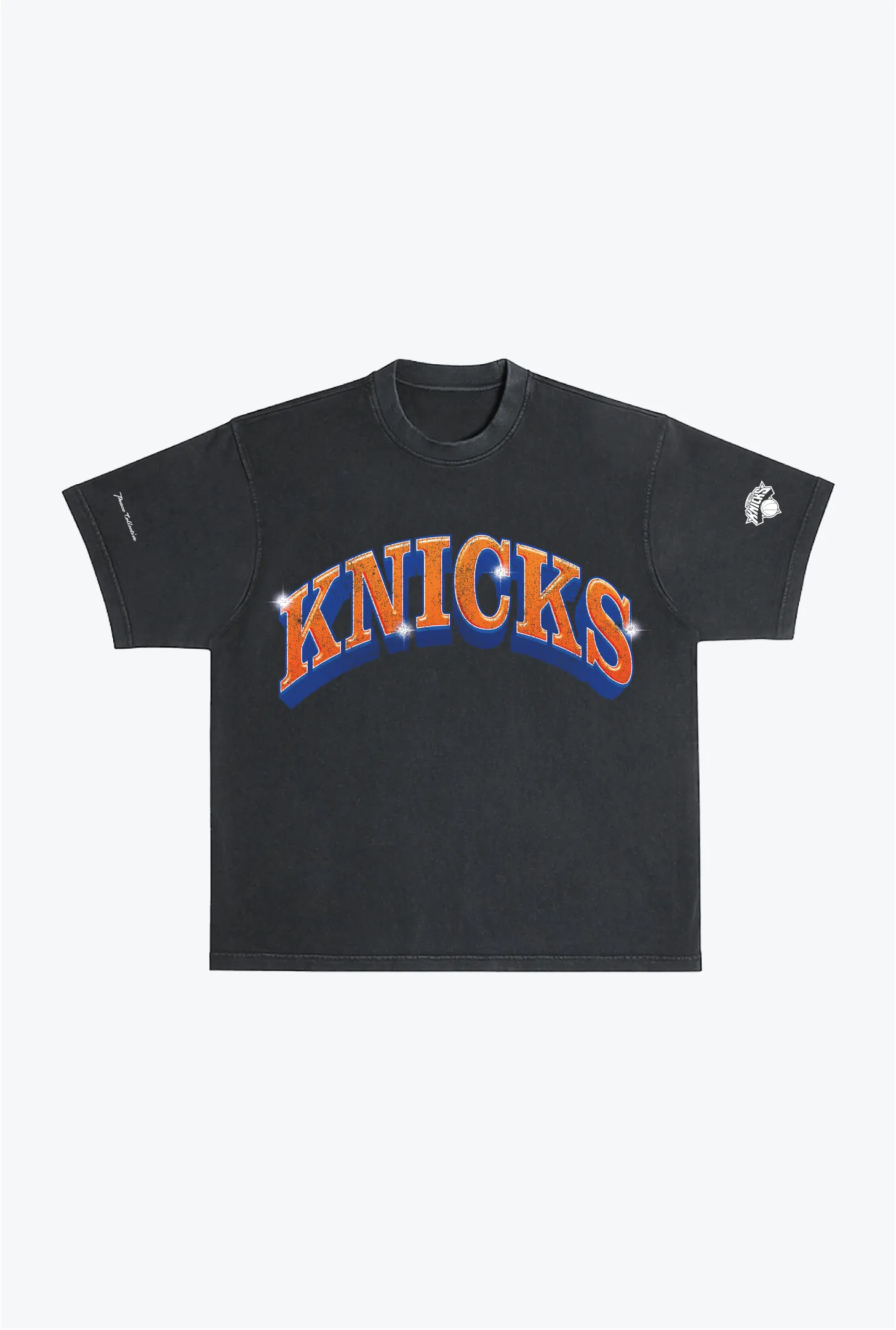 New York Knicks Graffiti Pigment Dye Heavyweight T-Shirt - Black sold by Peace-Collective