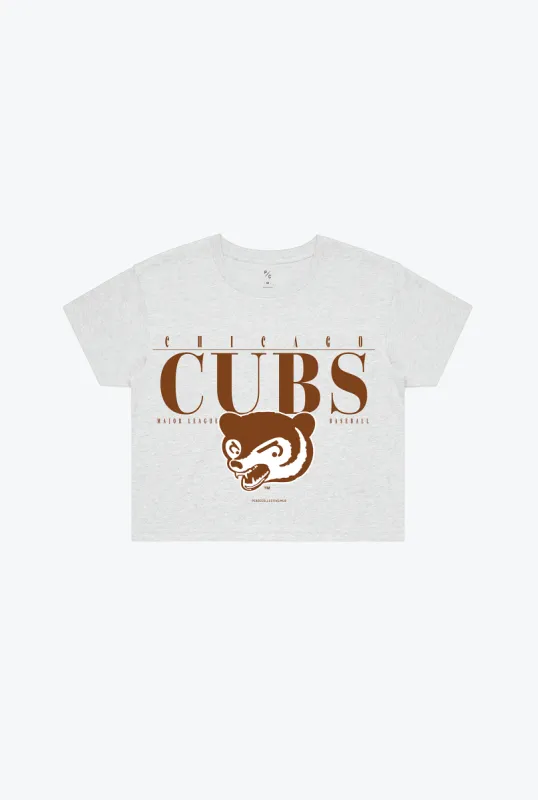 Chicago Cubs Throwback Cropped T-Shirt - Ash sold by Peace-Collective