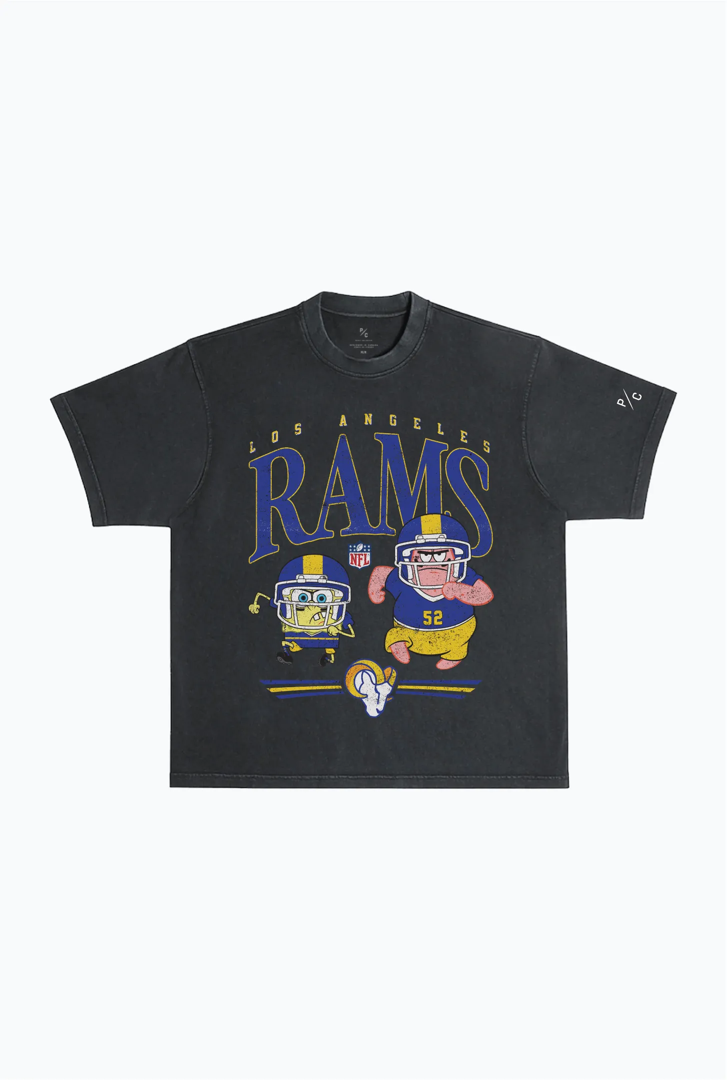 Spongebob & Patrick Rush Heavy Pigment Dye T-Shirt - Los Angeles Rams sold by Peace-Collective
