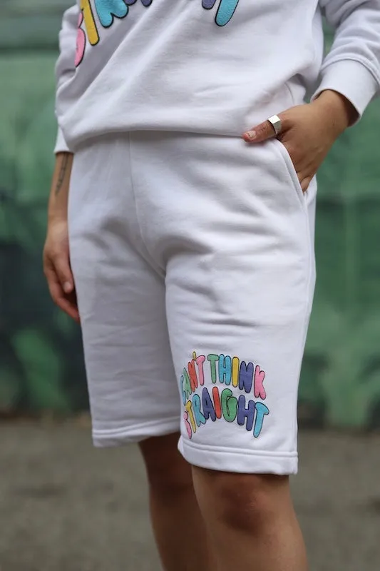 Can't Think Straight Fleece Shorts - White sold by Peace-Collective product image thumbnail 2