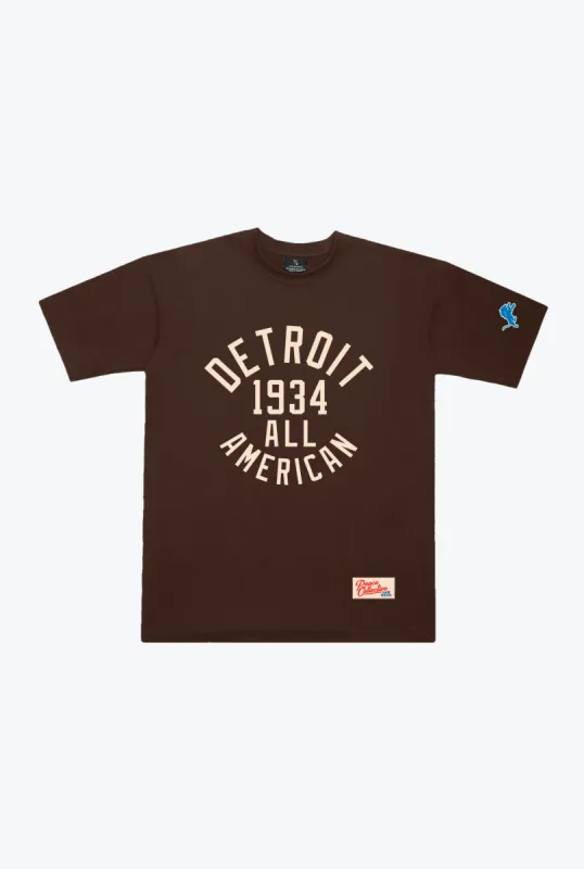 Detroit Lions Collegiate Heavyweight T-Shirt - Walnut sold by Peace-Collective