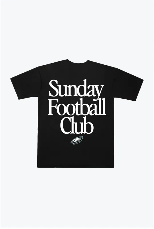 Philadelphia Eagles Sunday Football Club Heavyweight T-Shirt - Black sold by Peace-Collective