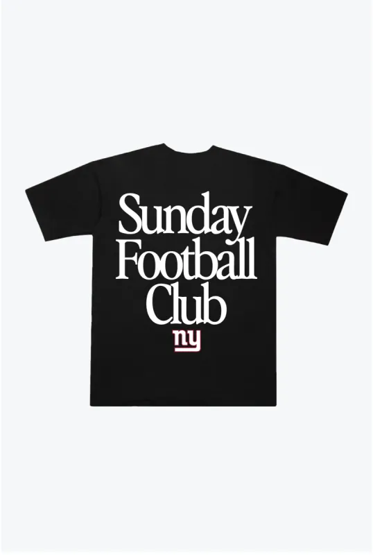 New York Giants Sunday Football Club Heavyweight T-Shirt - Black sold by Peace-Collective