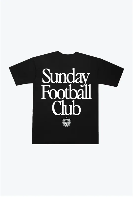 Las Vegas Raiders Sunday Football Club Heavyweight T-Shirt - Black sold by Peace-Collective