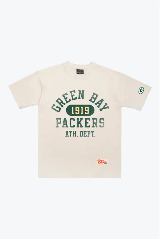 Green Bay Packers Athletic Club Heavyweight T-Shirt - Ivory sold by Peace-Collective