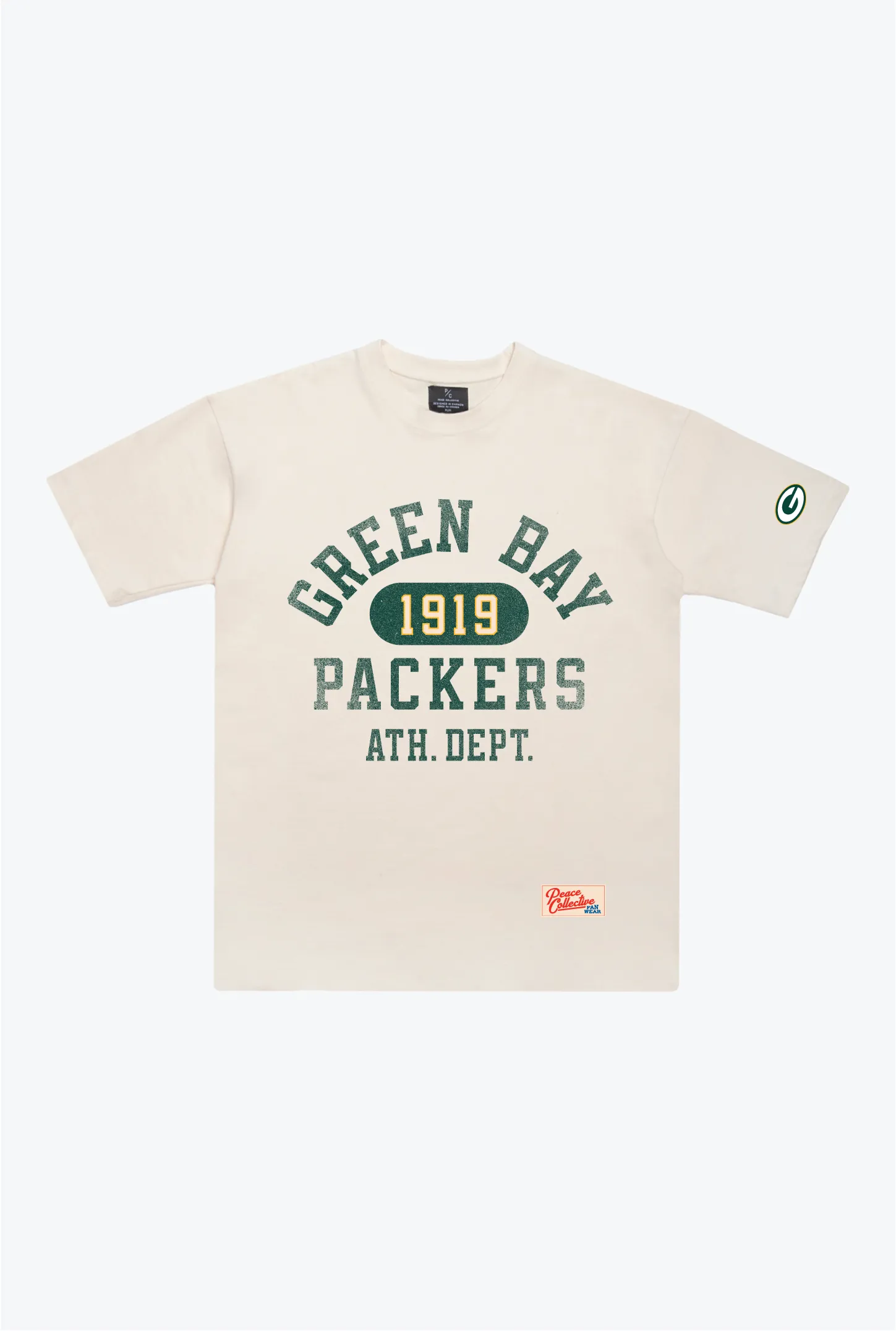 Green Bay Packers Athletic Club Heavyweight T-Shirt - Ivory sold by Peace-Collective