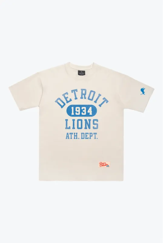 Detroit Lions Athletic Club Heavyweight T-Shirt - Ivory sold by Peace-Collective