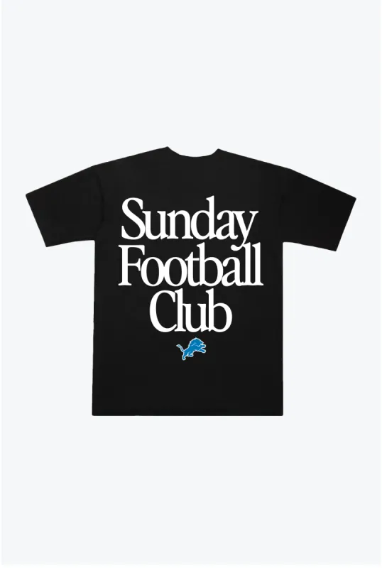 Detroit Lions Sunday Football Club Heavyweight T-Shirt - Black sold by Peace-Collective