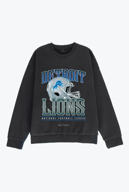 Detroit Lions Helmet SuperHeavy™️ Crewneck - Off Black sold by Peace-Collective