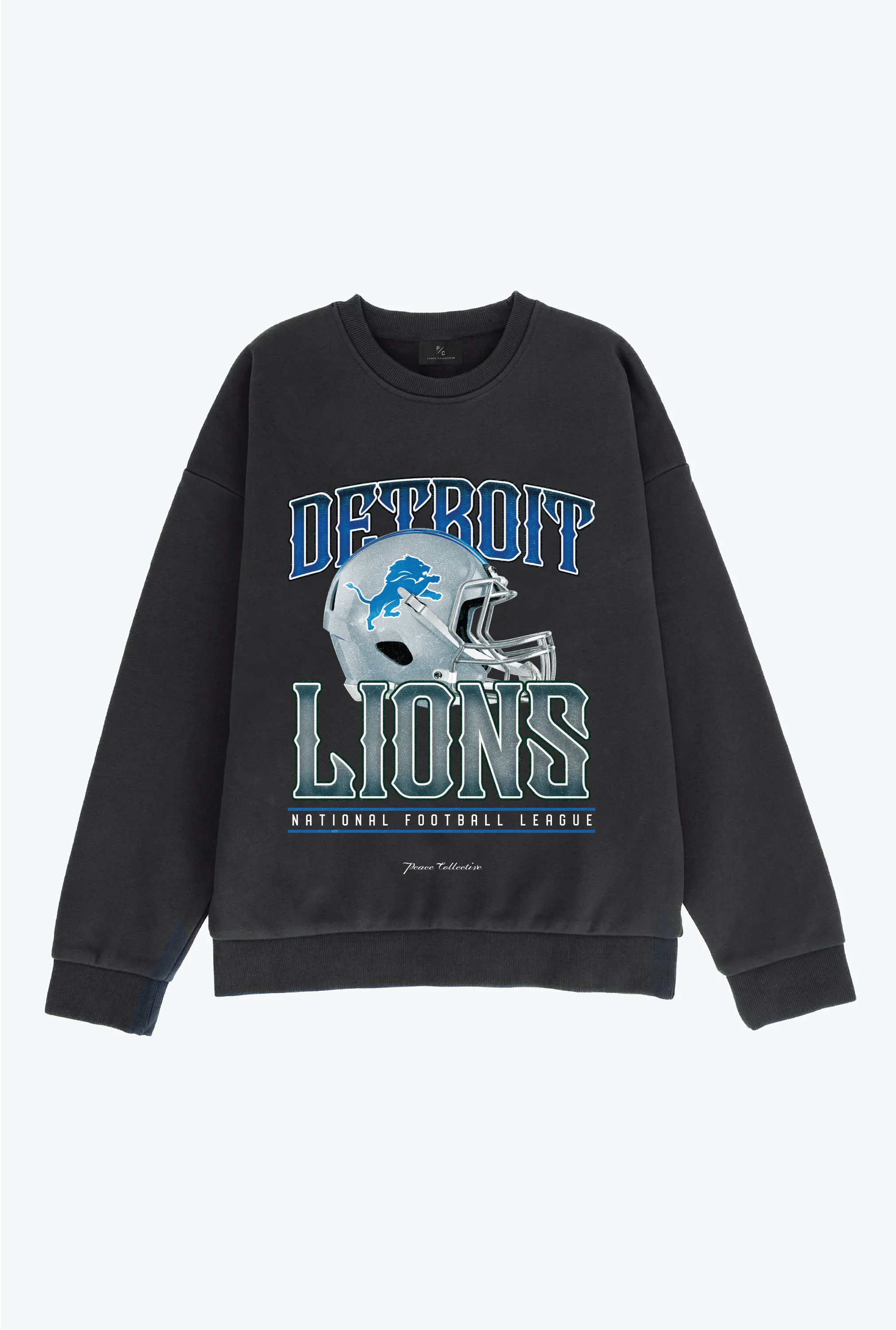 Detroit Lions Helmet SuperHeavy™️ Crewneck - Off Black sold by Peace-Collective