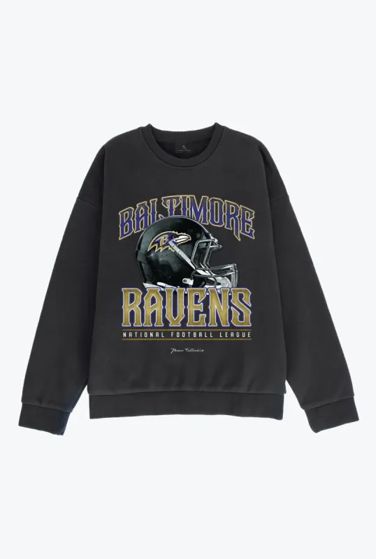 Baltimore Ravens Helmet SuperHeavy™️ Crewneck - Off Black sold by Peace-Collective